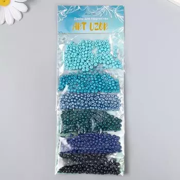 Бисер круглый 6/0 «Синяя лазурь», 6 цветов 10 г, 208 см