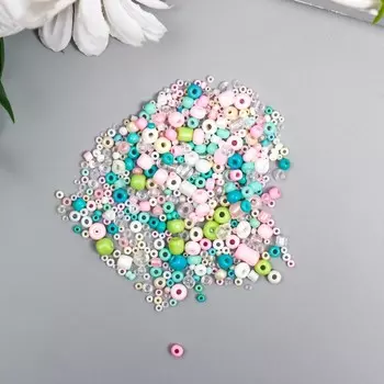 Бисер стекло 6/0 - 15/0 «Ассорти мороженое», d=1.5-4 мм, набор 10 г