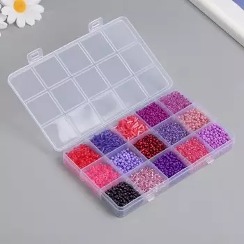 Бисер стекло 6/0, 8/0, 12/0 в шкатулке «Фиолетовый» стеклярус 15.59.51.6 см