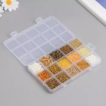 Бисер стекло 6/0, 8/0, 12/0 в шкатулке «Золото», стеклярус, 15.59.51.6 см