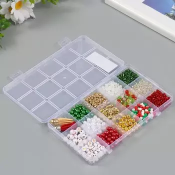 Бисер стекло 6/0, 8/0 в шкатулке «Новогодний», бусины и кисточки, 1017.52 см