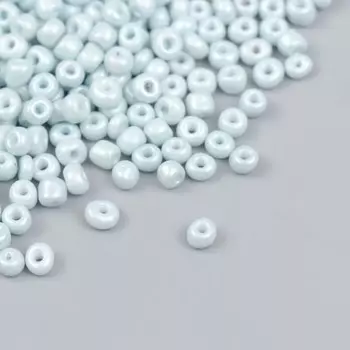 Бисер стекло 6/0 "Бело-голубой" макарун, глянец 450 гр