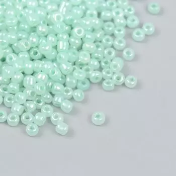 Бисер стекло 6/0 "Бледно-зелёный" перламутр 450 гр