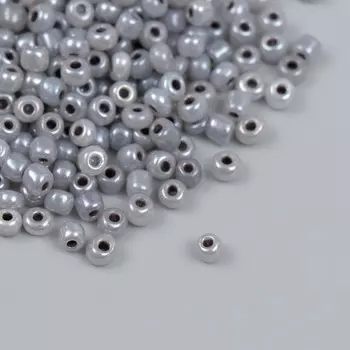 Бисер стекло 6/0 "Серо-зелёный" перламутр 450 гр
