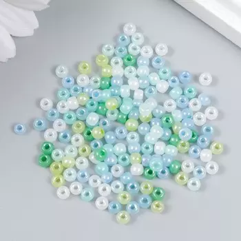 Бисер стекло 6/0 «Зелёно-голубой меланж», 10 г