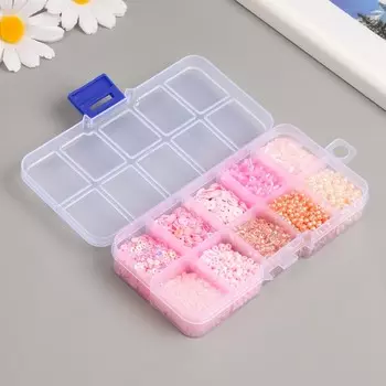 Бисер стекло 8/0, 12/0 в шкатулке «Розовый», бусины, стеклярус и пайетки, 136.52.3 см