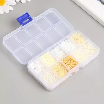 Бисер стекло 8/0, 12/0 в шкатулке «Телесный», бусины, стеклярус и пайетки, 136.52.3 см