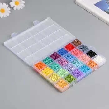 Бисер стекло 8/0 (3 мм) в шкатулке "Пастель" 24 цвета х 15 гр 19х13х2,1 см