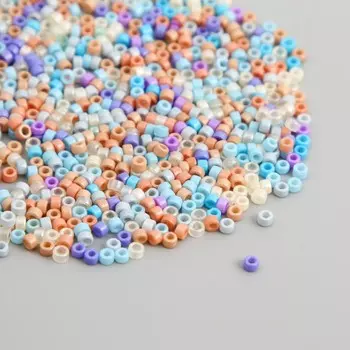 Бисер стекло "Цилиндры. Меланж. Небо" глянец 450 гр