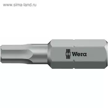 Бита WERA WE-056305, HEX2x25 мм, хвостовик 1/4", вязкая твердость, внешний шестигранник
