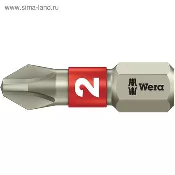 Бита WERA WE-071011, PH2x25 мм, хвостовик 1/4", нержавеющая сталь