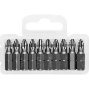 Биты ЗУБР 26001-2-25-10, кованые, CrMo, хвостовик C 1/4″, PH2 х 25 мм, 10 шт.