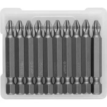Биты ЗУБР 26001-2-50-10, кованые, CrMo, хвостовик E 1/4″, PH2 х 50 мм, 10 шт.
