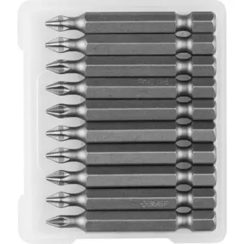 Биты ЗУБР 26003-1-50-10, кованые, CrMo, хвостовик E 1/4″, PZ1 х 50 мм, 10 шт.