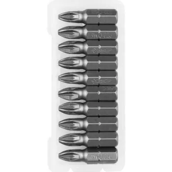 Биты ЗУБР 26003-2-25-10, кованые, CrMo, хвостовик C 1/4″, PZ2 х 25 мм, 10 шт.