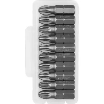 Биты ЗУБР 26003-3-25-10, кованые, CrMo, хвостовик C 1/4, PZ3 х 25 мм, 10 шт.