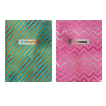 Бизнес-блокнот А5, 64 листа Chic shine, интегральная обложка, глянцевая ламинация, металлизация, МИКС