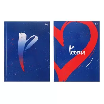 Бизнес-блокнот А5 64 листа в клетку, Россия, обложка картон, глянцевая ламинация, выборочный лак, блок 60г/м2, МИКС