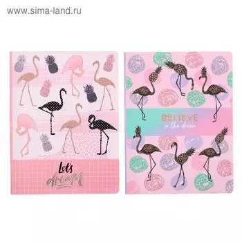 Бизнес-блокнот А5, 64 листа в клетку "Весёлые друзья", интегральная обложка, матовая ламинация, блёстки, блок офсет, МИКС