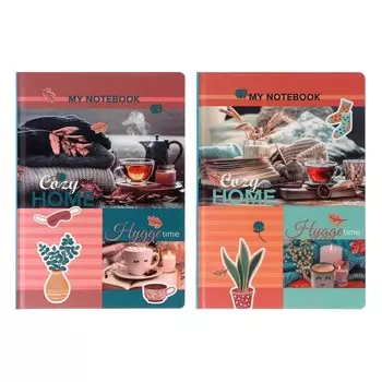 Бизнес-блокнот А5, 64 листов в клетку Hygge Time, твёрдая обложка, матовая ламинация, выборочный лак, МИКС