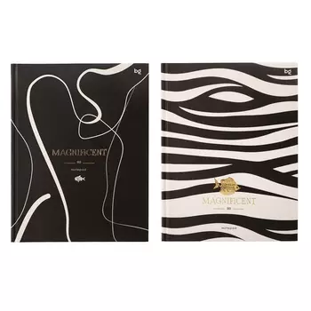 Бизнес-блокнот А5 80 листов в клетку, Magnificent World, обложка картон, глянцевая ламинация, выборочный лак, блок 60г/м2, МИКС