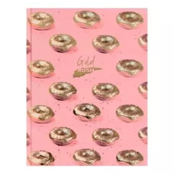 Бизнес-блокнот А5, 80 листов в клетку Pink dessert, твёрдая обложка, матовая ламинация, тиснение 3D-фольгой, блок офсет, МИКС