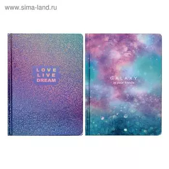 Бизнес-блокнот А6, 64 листа Galaxy shine, твёрдая обложка, матовая ламинация, металлизация, МИКС
