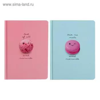 Бизнес-блокнот А6, 64 листа "Сладкие моменты", твёрдая обложка, матовая ламинация, выборочный лак, МИКС