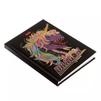 Бизнес-блокнот А6 80 листов "Дракон-единорог", твёрдая обложка, 3D фольга, блок офсет