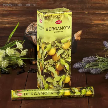 Благовония "HEM" 20 палочек угольные Бергамот