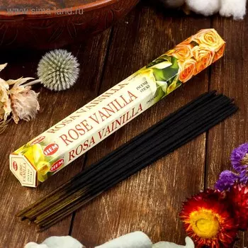Благовония HEM "Vanilla Rose. Ваниль и Роза", 20 палочек в упаковке, шестигранник