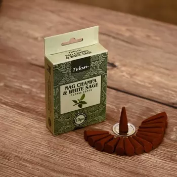 Благовония NAG CHAMPA "Tulasi" 15 аромаконусов Белый шалфей