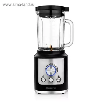 Блендер BRAYER BR1200, стационарный, 1600 Вт, 1.8 л, 3 режима, чёрно-серебристый