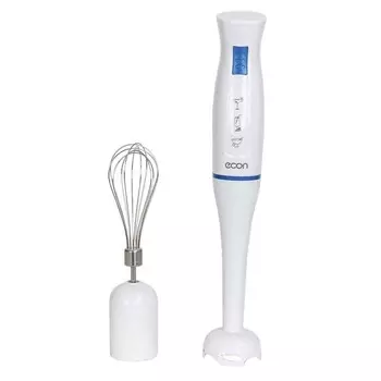 Блендер Econ ECO-201HB, погружной, 700 Вт, 1 скорость, 2 насадки, бело-синий