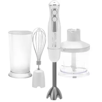 Блендер Polaris PHB 1385, погружной, 1350 Вт, 0.6/0.5 л, режим "турбо", белый