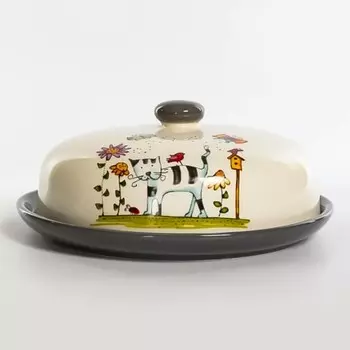 Блинница Elrington «Полосатый кот», с крышкой, d=23 см