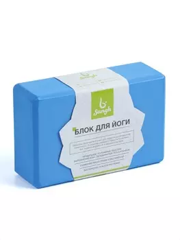 Блок для йоги 23157.5 см, вес 120 г, синий