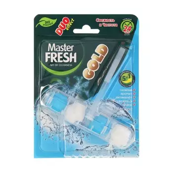 Блок для унитаза Master FRESH, DUO EFFECT 5в1 формула GOLD, морской, 1 шт