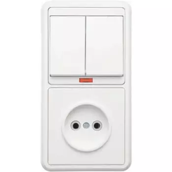 Блок «Кунцево» 5829 БКВР-213 «Бэлла», 2 клавиши, розетка, цвет белый
