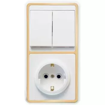 Блок «Кунцево» 5832 БКВР-032 «Бэлла», 2 клавиши, розетка, цвет золото