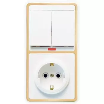 Блок «Кунцево» 5834 БКВР-055 «Бэлла», 2 клавиши, розетка, цвет золото