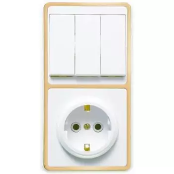 Блок «Кунцево» 5844 БКВР-033 «Бэлла», 3 клавиши, розетка, цвет золото