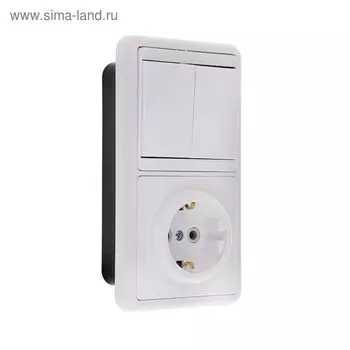 Блок "Кунцево" Бэлла, 2 клавиши, с з/к, белый, БКВР-032