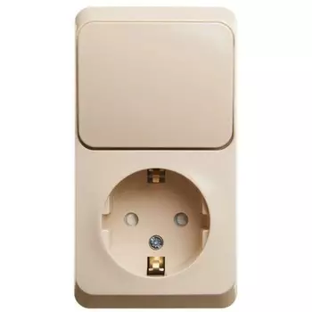 Блок, ОП, «Этюд» SchE BPA16-201K, 1 клавиша, розетка, цвет кремовый