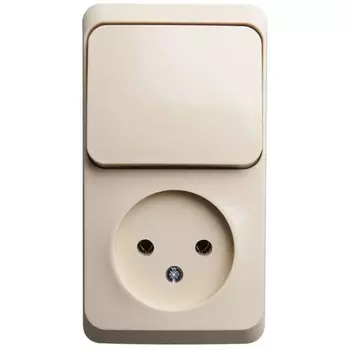 Блок, ОП, «Этюд» SchE BPA16-204K, 1 клавиша, розетка, цвет кремовый
