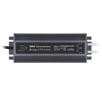 Блок питания Uniel, 150 Вт, IP67, 24 В, 50-60 Гц, 6,3А, 2 выхода, цвет серебристый