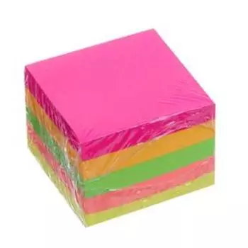 Блок с липким краем 51 мм х 51 мм, 400 листов, флуоресцентный, 5 цветов