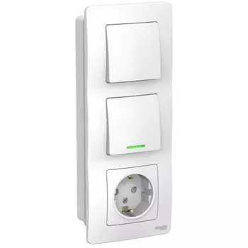 Блок, СП, BLANCA SchE BLNBS101111, розетка, 1 клавиша, 16А, цвет белый