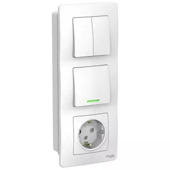 Блок, СП, BLANCA SchE BLNBS101211, розетка, 1 клавиша, 16А, цвет белый
