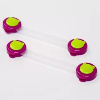 Блокираторы для дверей и ящиков «Мишка», универсальные, гибкие, 17 см, 2 шт., бордовый, зеленый, Крошка Я